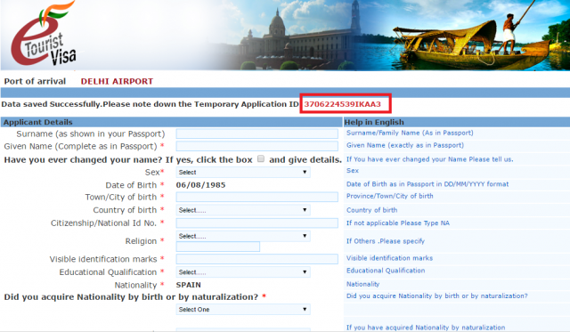 e-tourist visado india paso 2