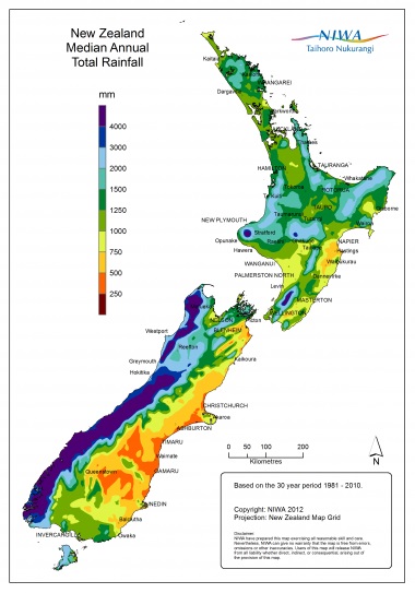 Precipitaciones medias Nueva Zelanda NIWA