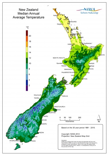 Mapa temperaturas Nueva Zelanda (Fuente NIWA)