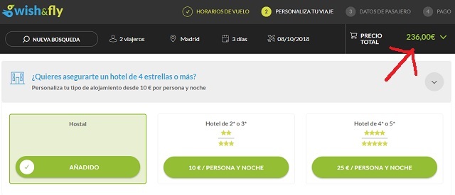 Precio wish and fly