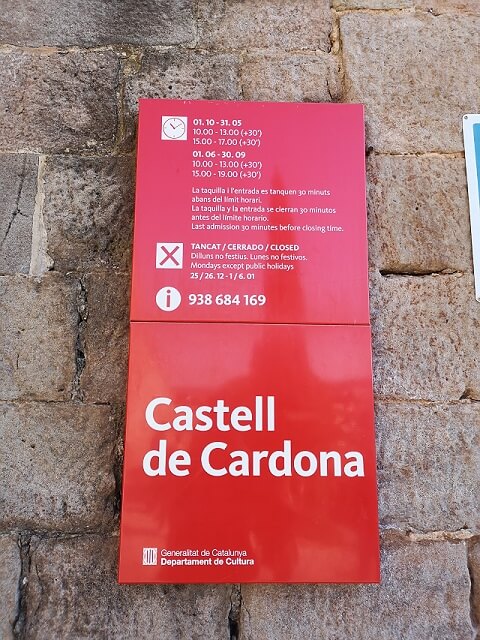 Horarios entrada castillo de Cardona