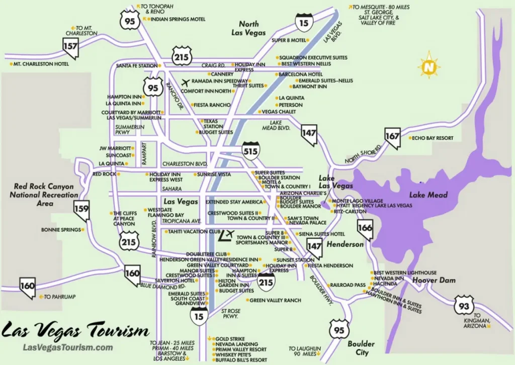 Mapa Calles principales de Las Vegas - Las Vegas Mapa