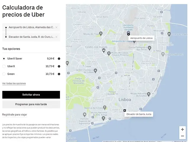 Cómo ir del aeropuerto de Lisboa al centro de la ciudad - Precios Uber aeropuerto de Lisboa al centro
