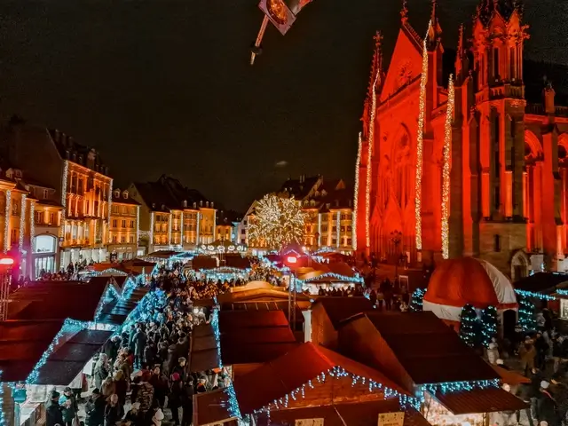 Mercado de navidad de Mulhouse desde el Ayuntamiento