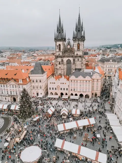 Qué ver en Praga en 2 dias - Mercado de Navidad desde Torre Ayuntamiento de Praga