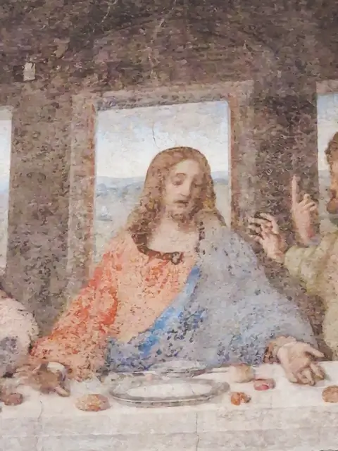 La Última Cena de Leonardo Da Vinci en Milán - detalles de Jesus