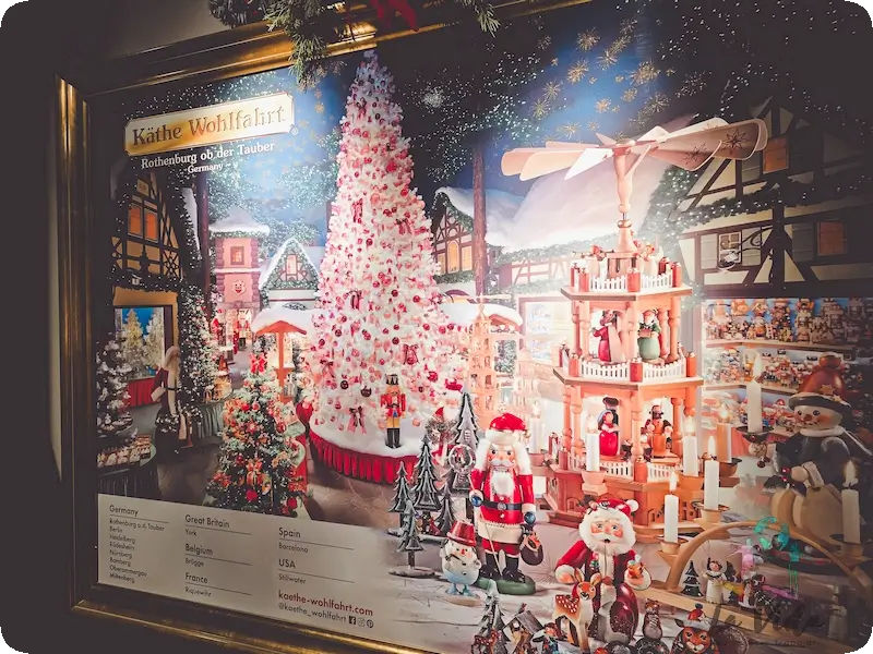 Cartel con info de Käthe Wohlfahrt en el mundo