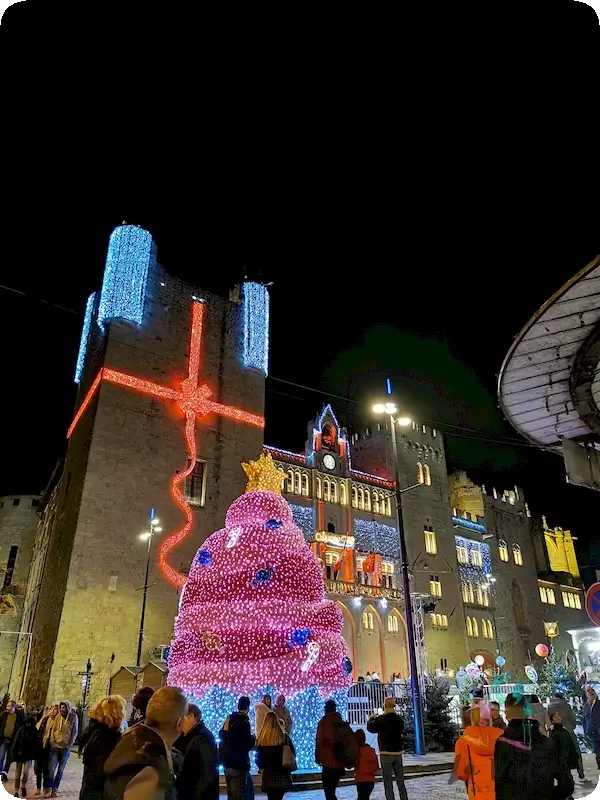 Narbona en Navidad, foto del palacio y la decoración navideña